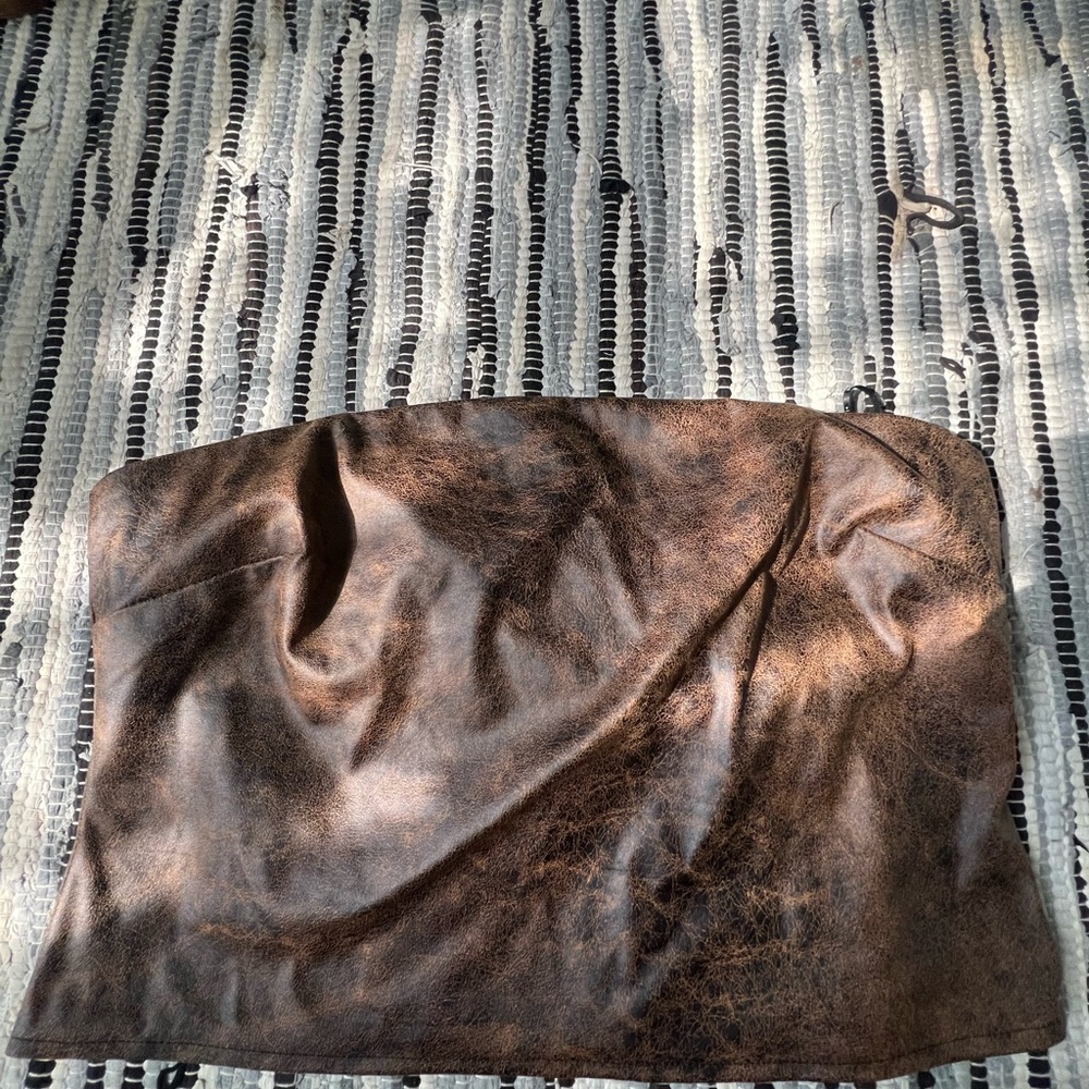 Forever 21 Brown Faux Leather Top